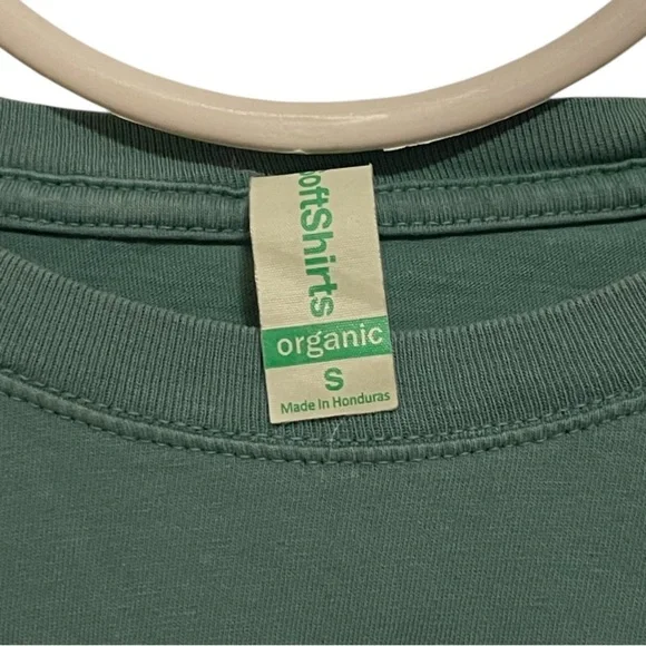 Green Graphic Tee Softshirts Organic “Hug Trees” Size Small - Picture 3 of 4